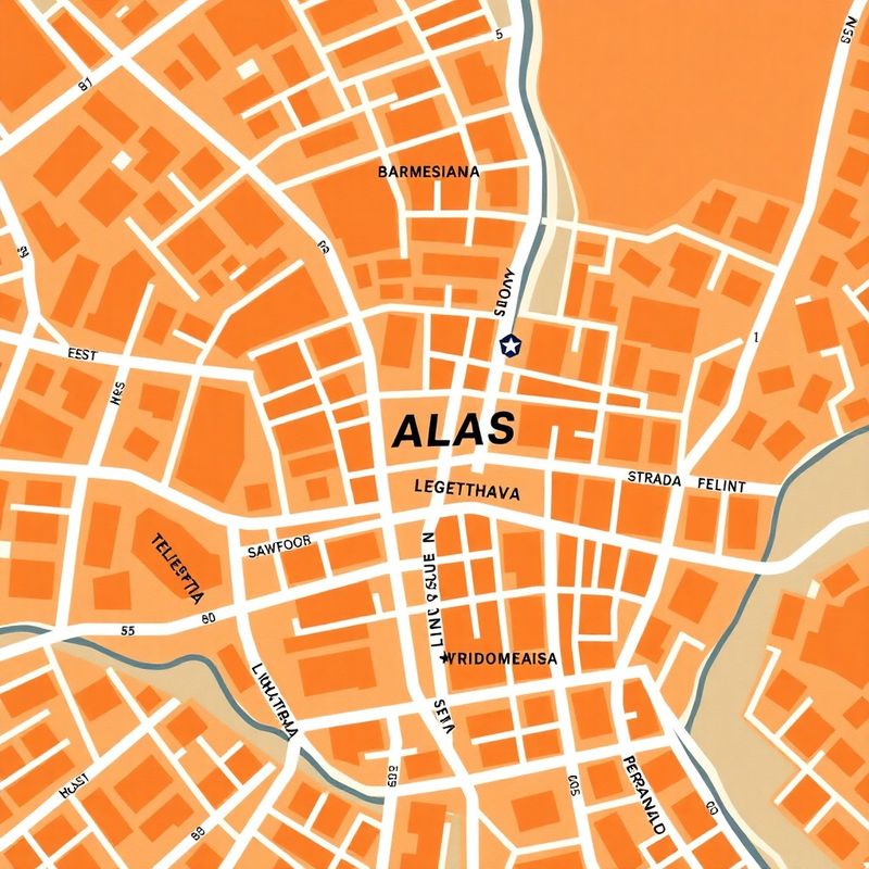 Hartă ilustrată a centrului Galațiului cu Str. Domnească marcată